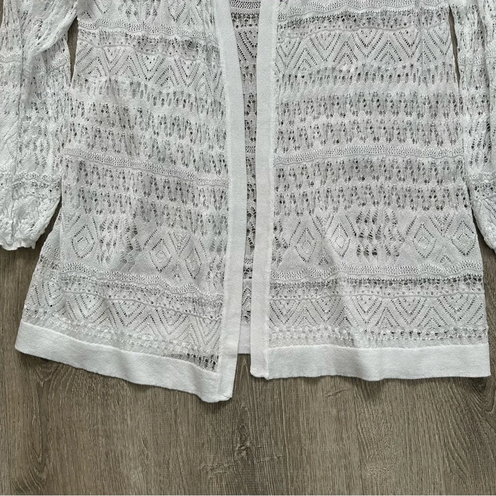 Collection etc‎ White Crochet Cardigan Sweater - Picture 3 of 5